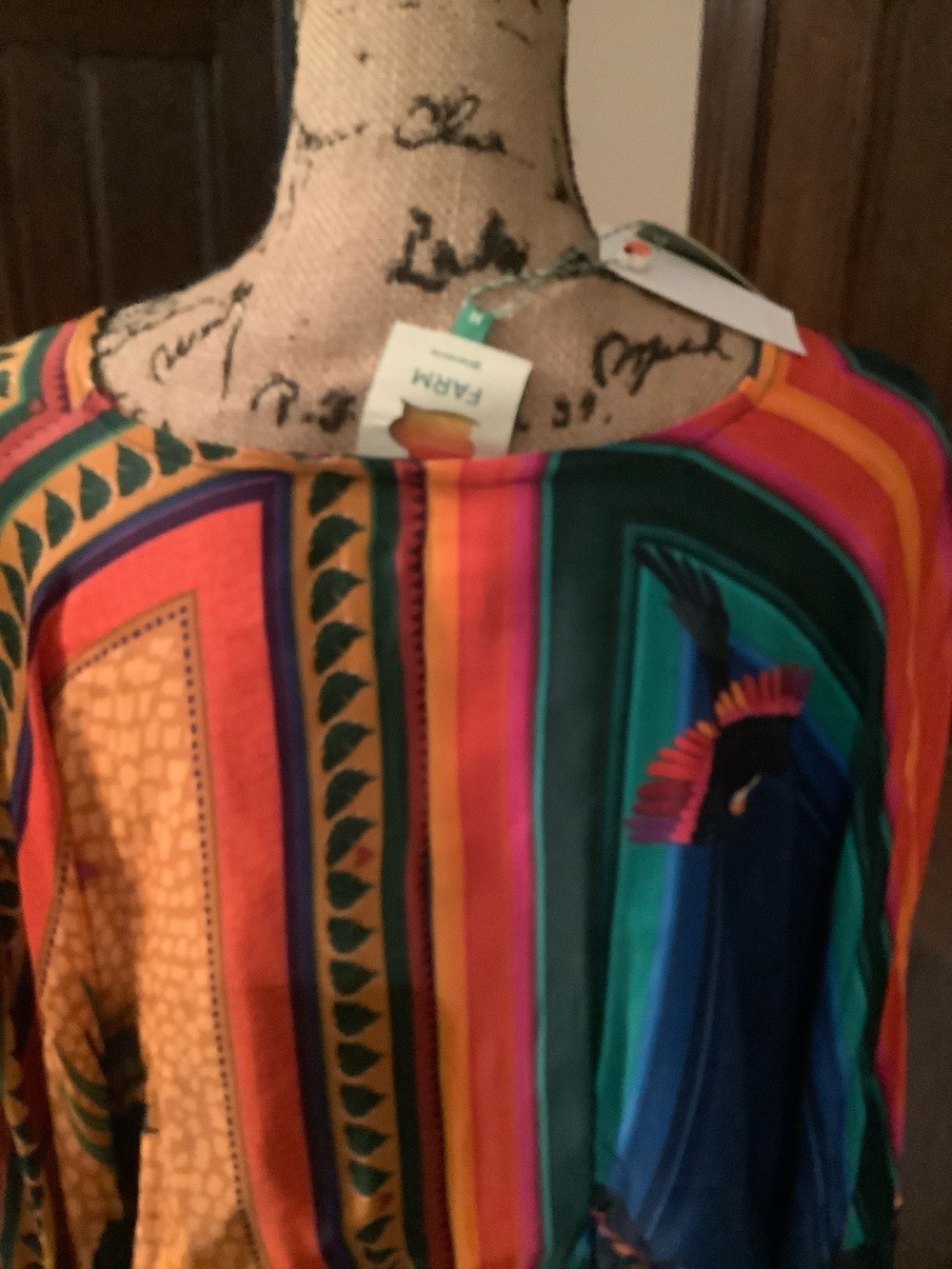 FARM Rio Vibrant Striped Tunic in Orange, Green, Blue and Pink